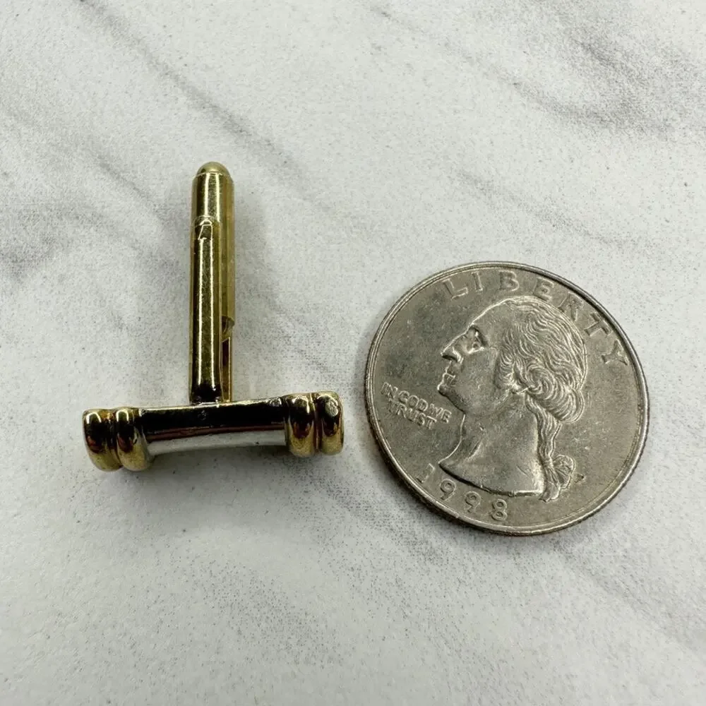 Vintage Two Tone Gold Silver Barrel Cufflink Single ✨